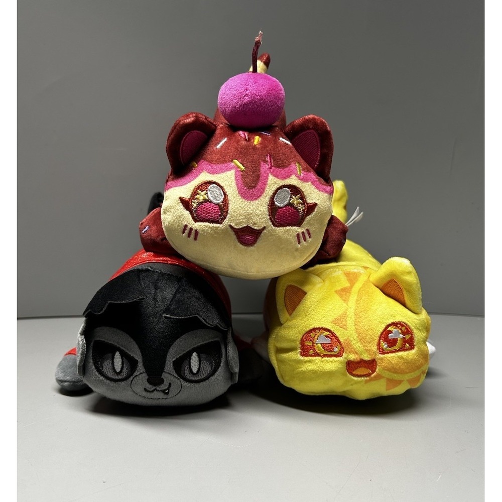 Aphmau MeeMeows Celestial Yellow Sun Banana Split & Wolf Cat Stuffed Plush 7"